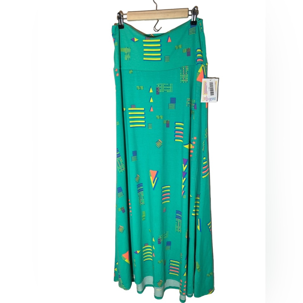 Final price- LulaRoe Maxi Skirt Size Large. NWT. Fun early 90s color & pattern!